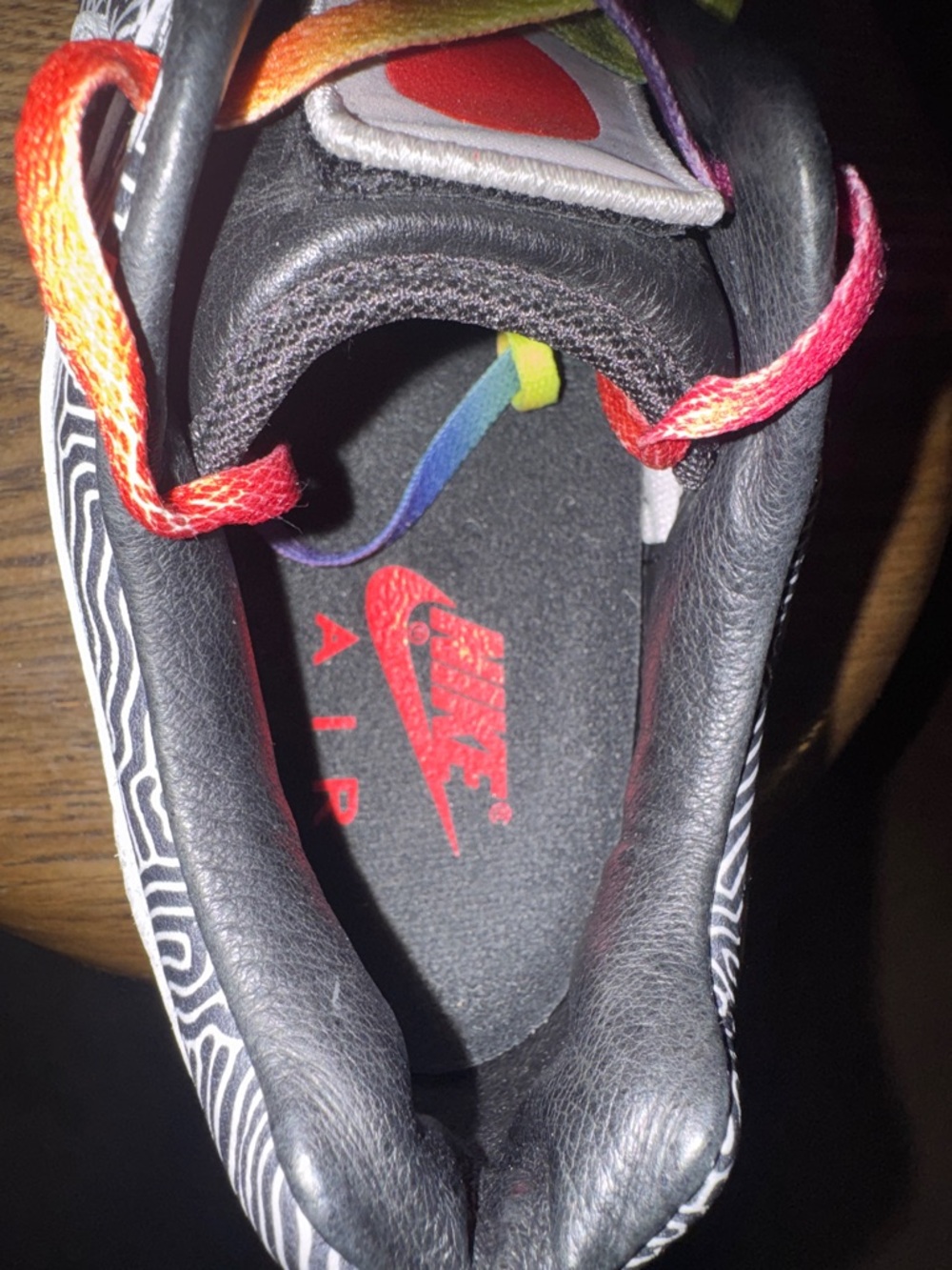 Nike Low Top Sneakers - Black & White with Rainbow Laces - Picture 10 of 16